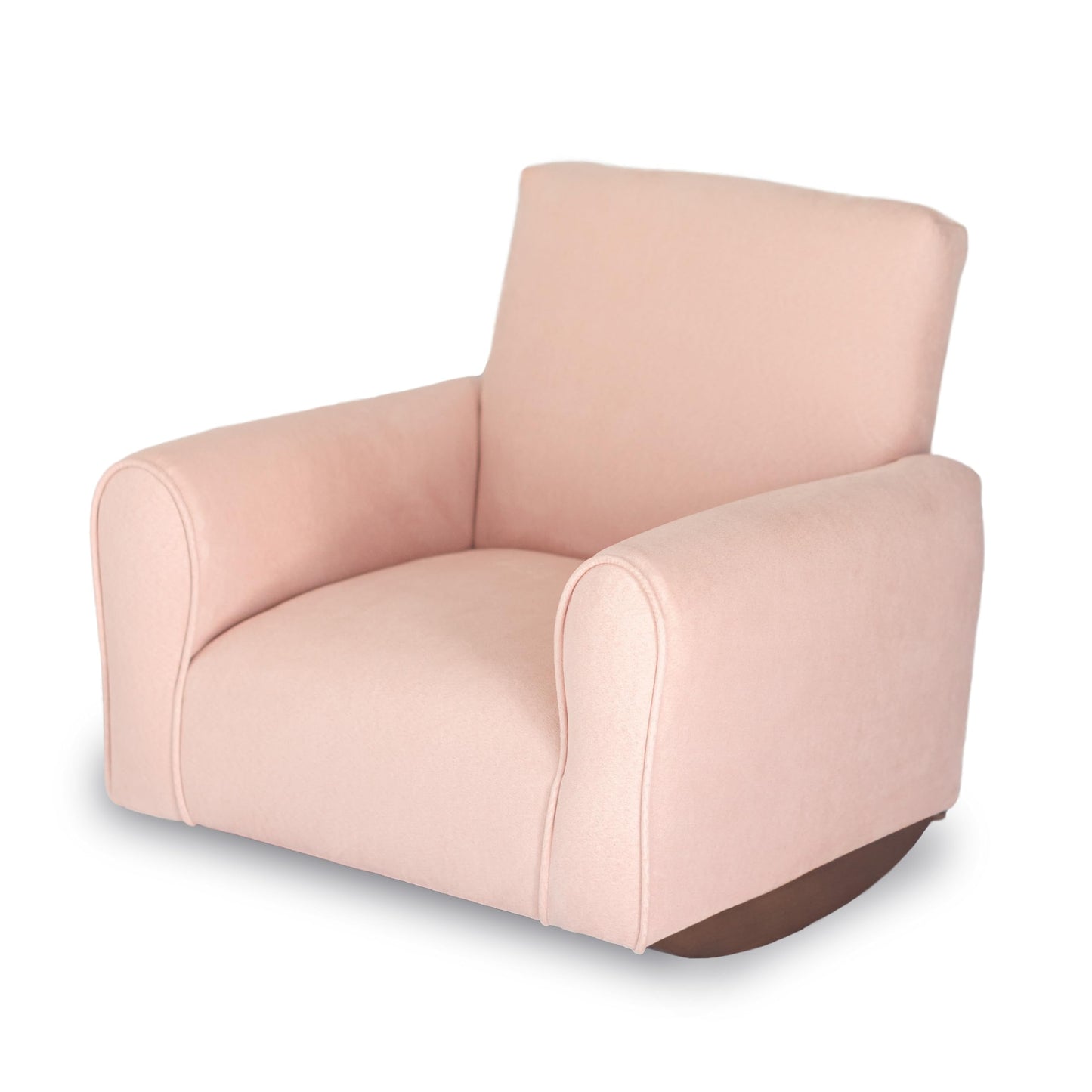 Toddler Personalized Armchair, Kids Upholstered Rocking Chair with Personalization, Toddler Chair with Personalized Name, Comfy Child Armchair, (Blush Suede, Rockers)