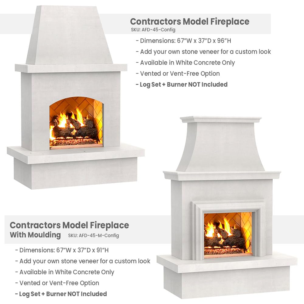 Contractor's Model with Moulding Outdoor Fireplace | American Fyre Designs (Vent Free)