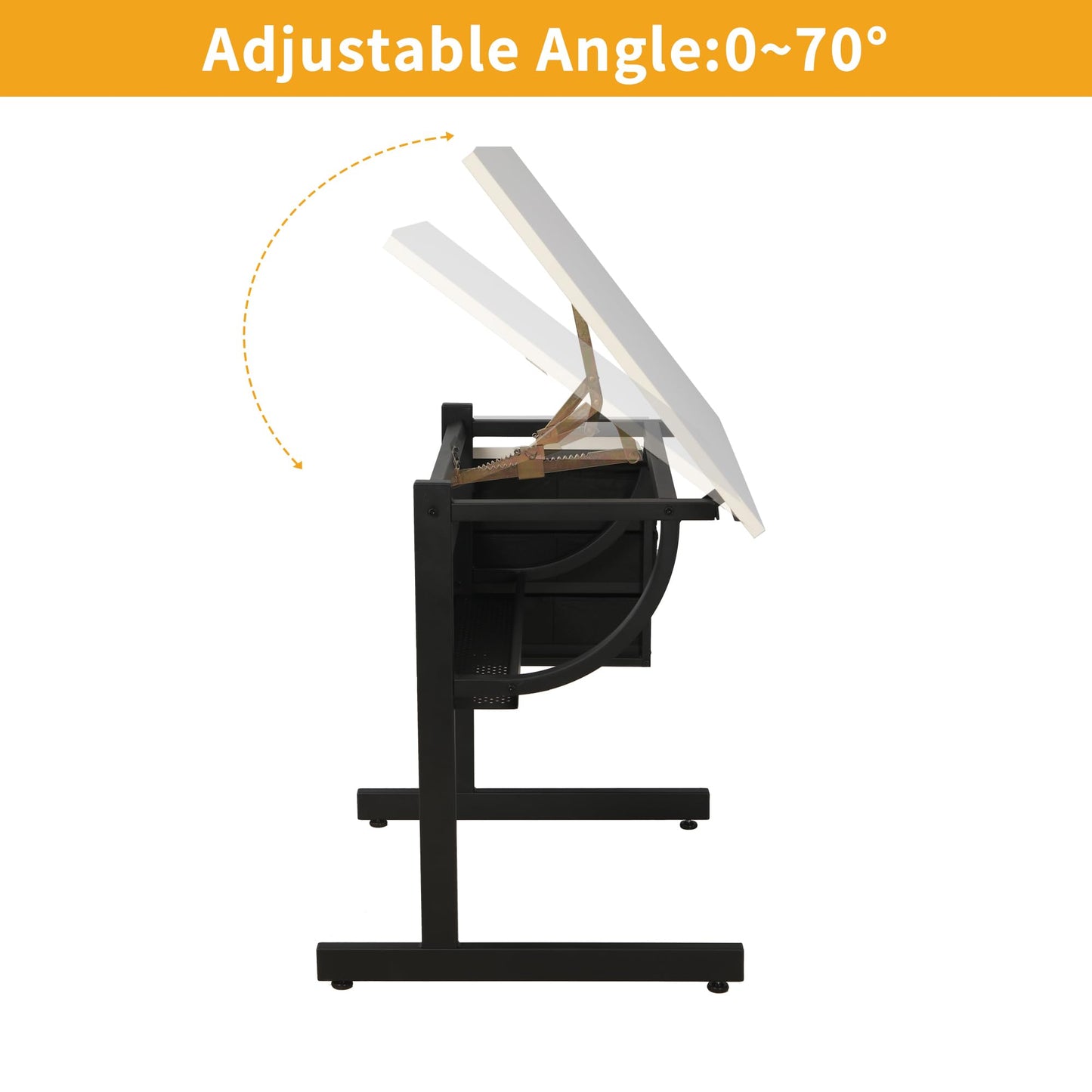 MOMONITOR White Adjustable Drafting Table with Stool & 3 Drawers, Tilting Art Desk for Drawing & Crafting, Multi-Functional Study & Office Desk