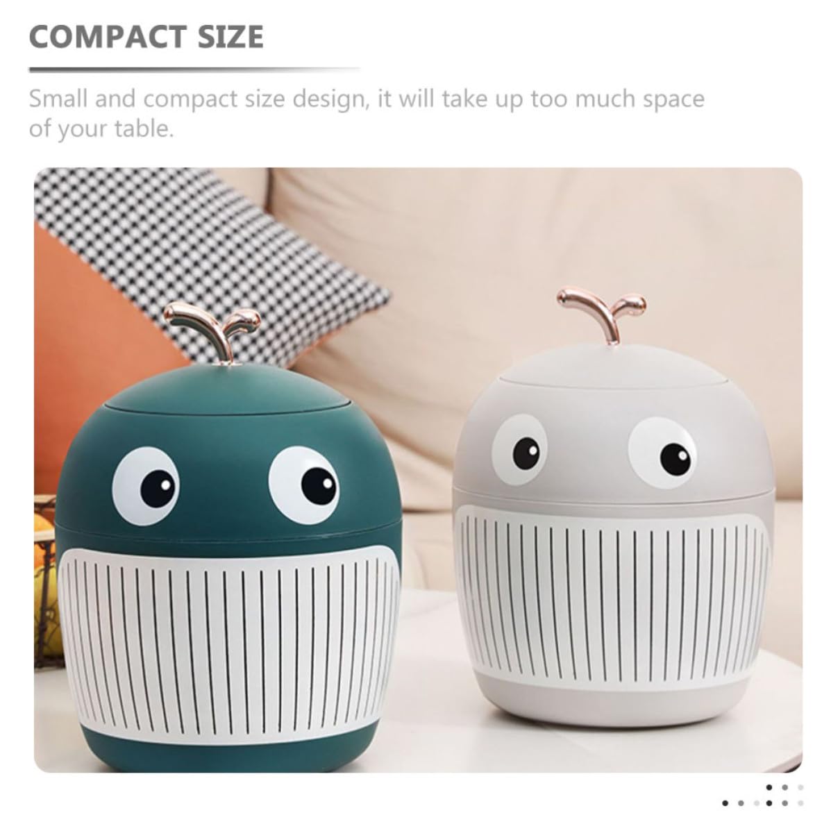 Green Plastic Mini Desk Wastebasket Cartoon Whale Shape for Tabletops