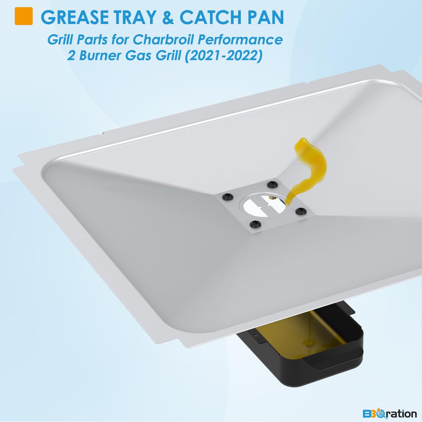 BBQration G325-5701-W1 Grease Tray with Catch Pan for Charbroil Performance 2 Burner 463630021 463660421 463630422 463660021 463655021, Drip Pan for Charbroil Grease Tray Replacement