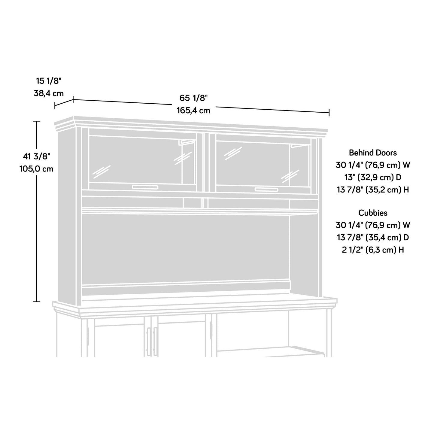 Sauder Aspen Post Hutch in, Pebble Pine Finish