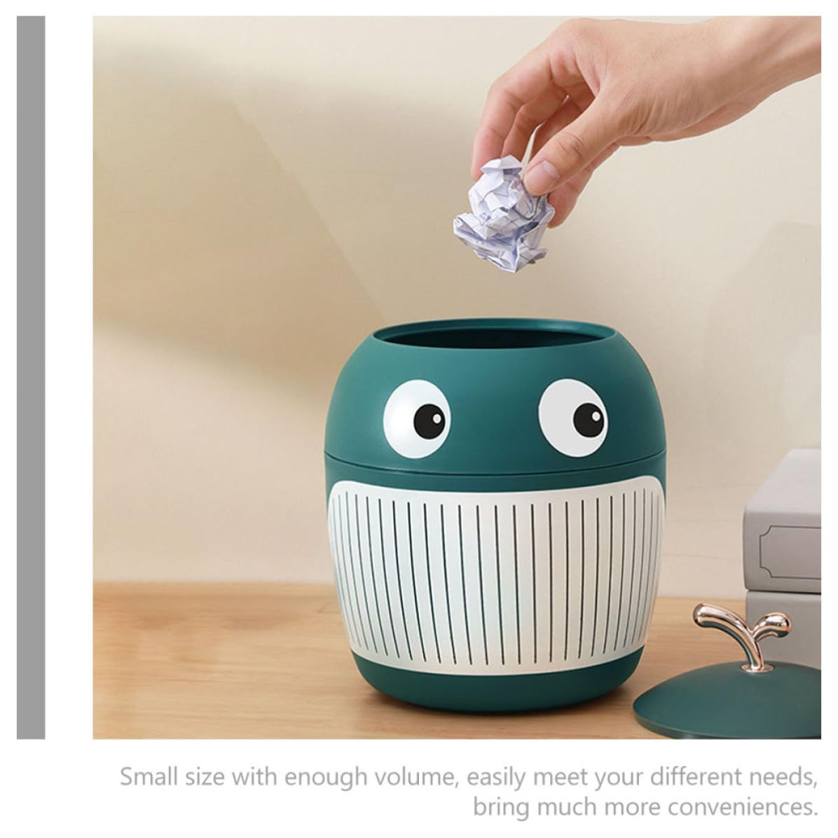 Green Plastic Mini Desk Wastebasket Cartoon Whale Shape for Tabletops
