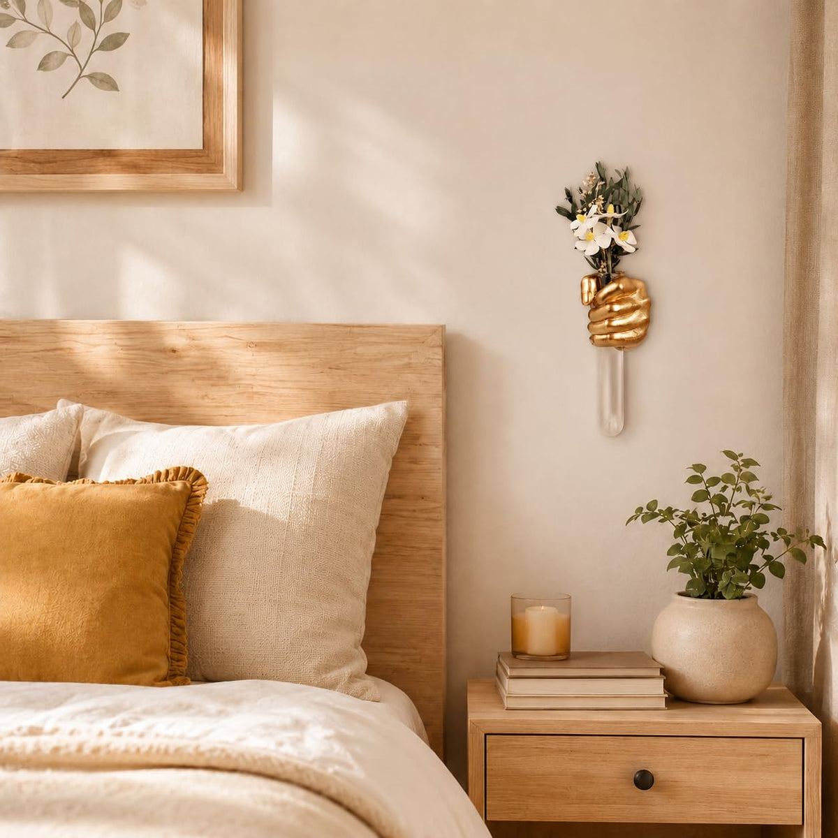 XYQXYQ Gold Wall Sculptures, Hand Vases Home Decor, Wall Mount Art Sculpture, Unique Wall Art Statue, Funky Flower Vase Decorations, Modern Eclectic Hanging Decor,Glass Test Tube Vase