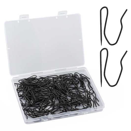 100 Pack Black Metal Curtain Hooks Pin-On Drapery Hooks,Suitable for Window,Door,Shower Curtain