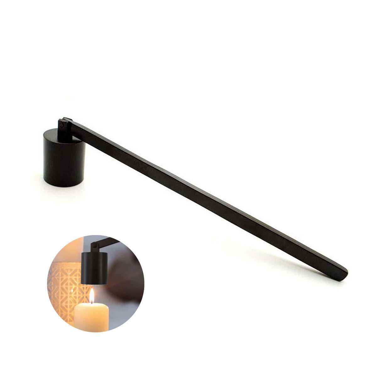 JHZABPO Candle Snuffer, Candle Snuffer Extinguisher with Long Handle, Black Stainless Steel Wick Flame Snuffer for Putting Out Candle Flame Safely