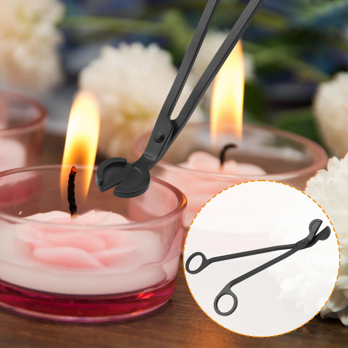 GENHAKON 5 PCS 7 Inch Black Candle Wick Trimmer, Stainless Steel Wick Cutter for Candles, Cut Spent Wicks, Allow Cleaner Burn and Prevent Soot Buildup, Wick Clipper Scissor Candle Tool