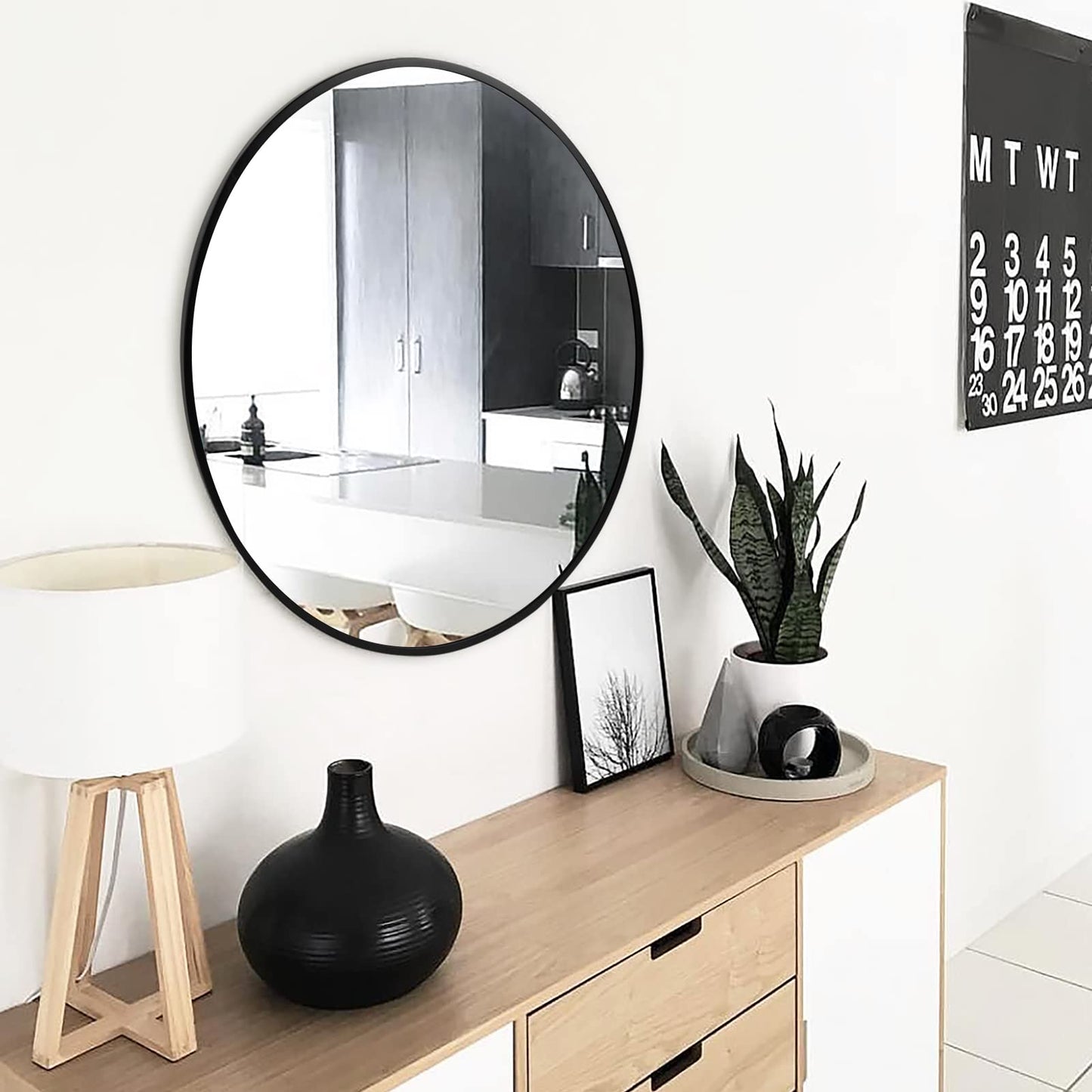 Fabuday Black Circle Mirror for Wall 20 inch - Round Mirrors for Bathroom, Entryway, Living Room, Hallway, Bedroom Decor, Small Matte Framed