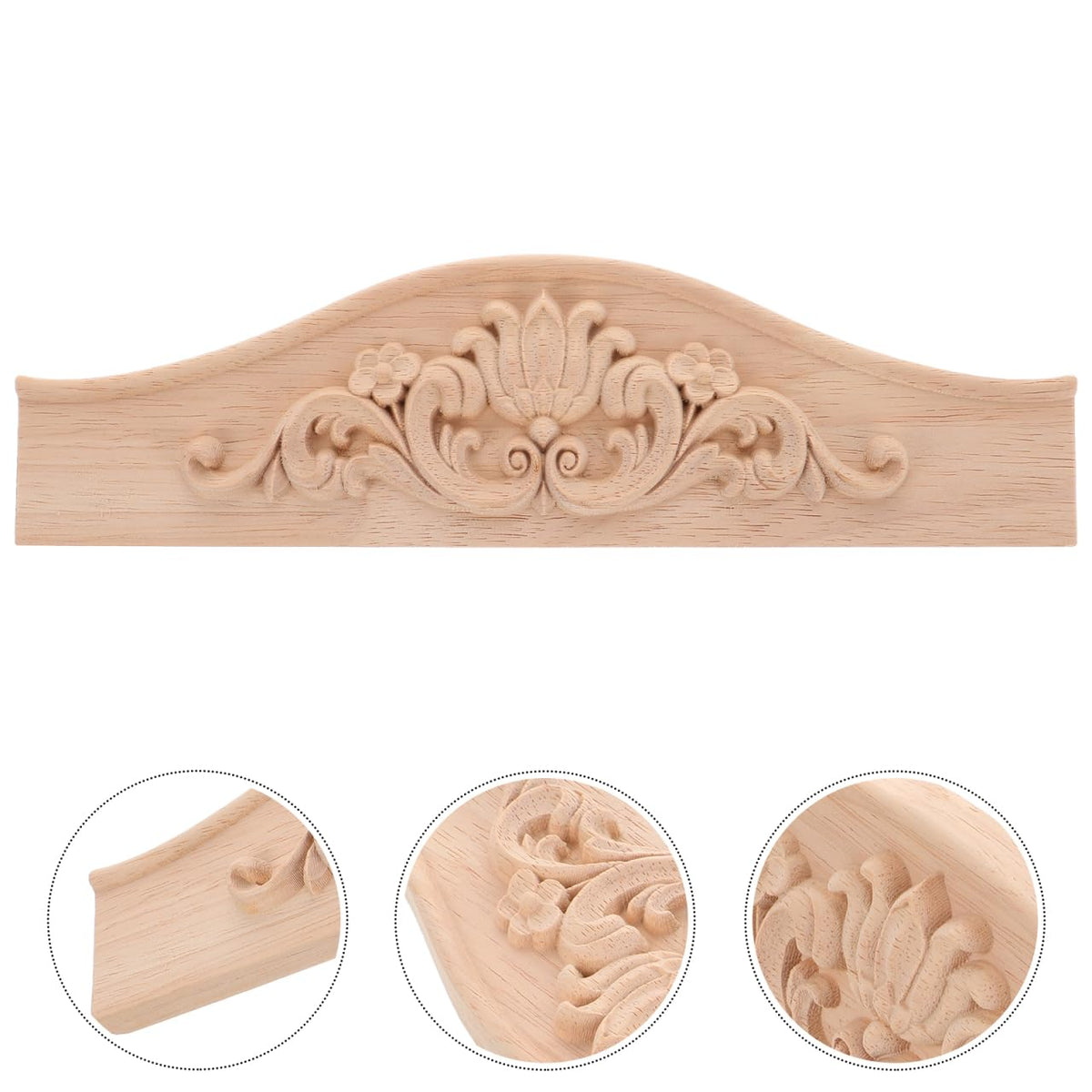 IMIKEYA Wood Applique Onlay Pediment European Style Carved Embossed Furniture Decoration for Wine Cabinets Wardrobes Doors Mirrors Windows 11.41 X 3.14 X 0.78 in