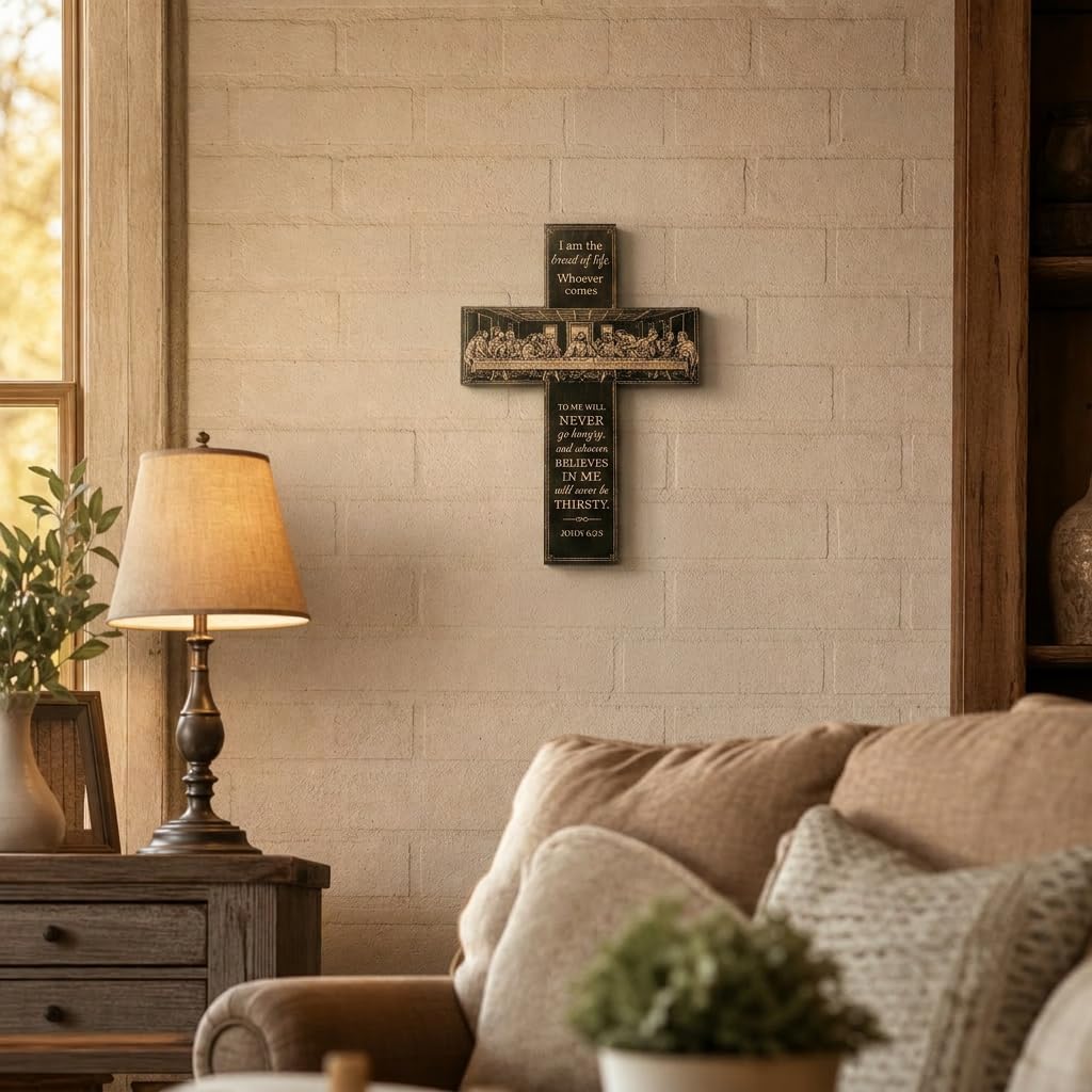 She Love Wooden Cross Wall Decor, 12 Inch Lightweight Christian Wall Art