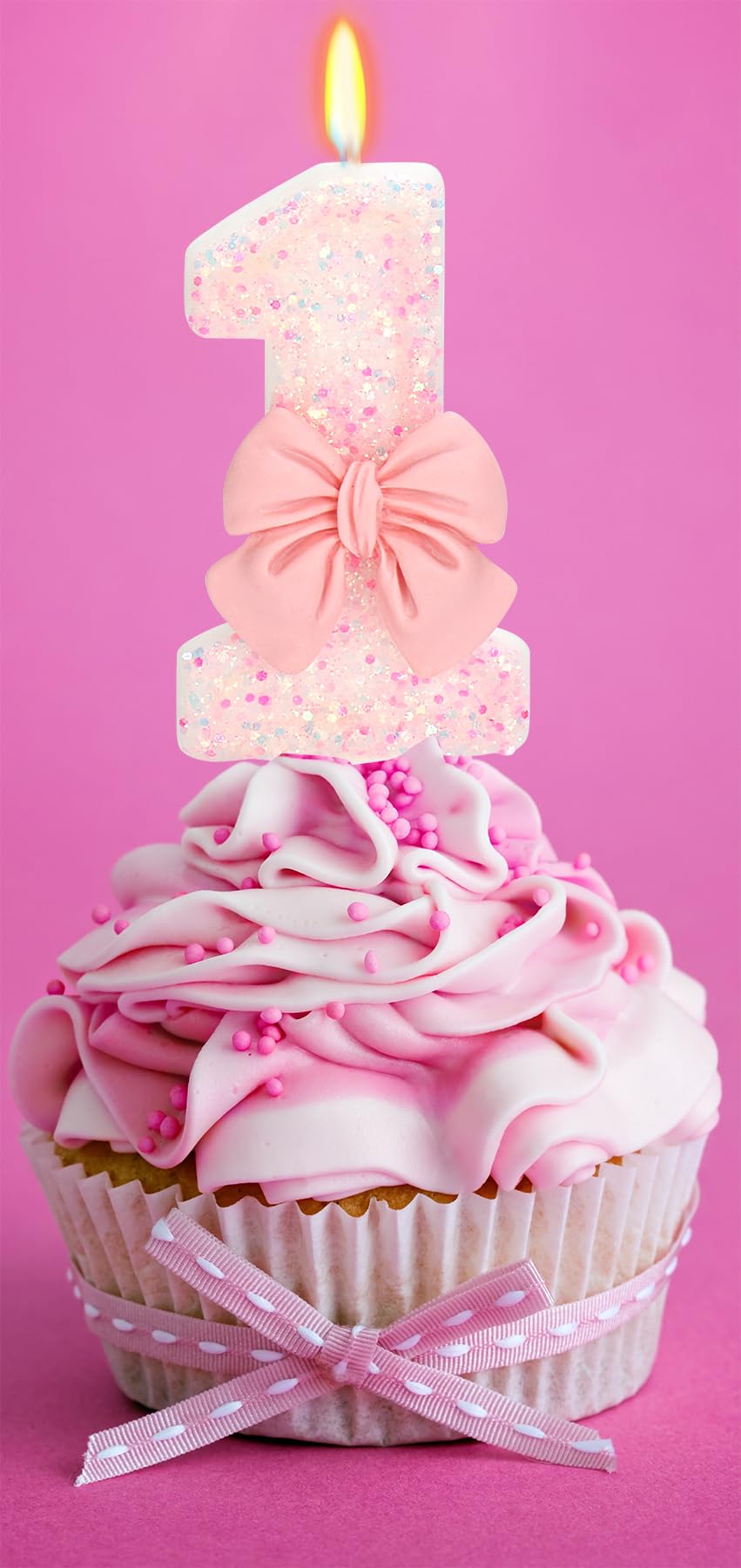 Elekfx Pink Bow Number 1 Birthday Candle 1st Birthday Decorations Girl