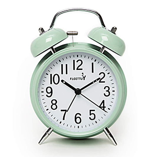 FLOITTUY Loud Alarm for Deep Sleepers 4'' Twin Bell Alarm Clock with Backlight for Bedroom and Home Decoration(Green)