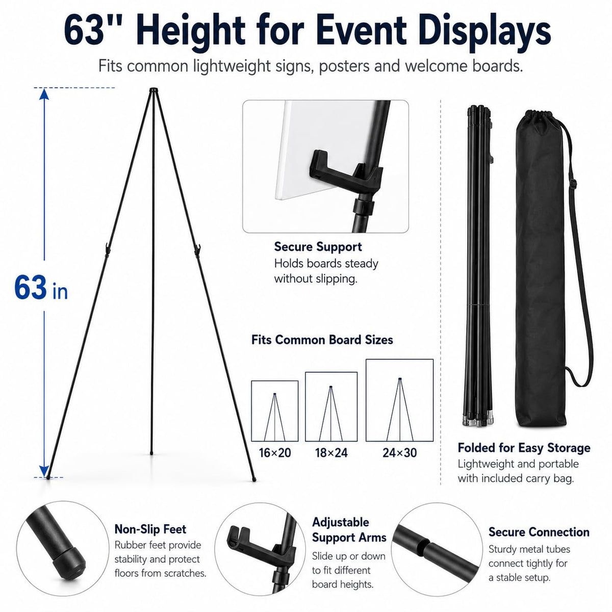 RRFTOK 63 Inch Easel Stand for Sign, Poster Stand and Wedding Sign