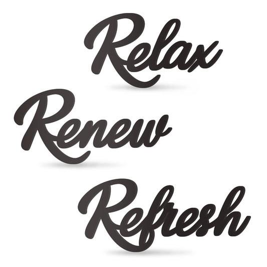 KOYILTD 3 Pieces Bathroom Decor Black Bathroom Wall Art Relax Renew Refresh