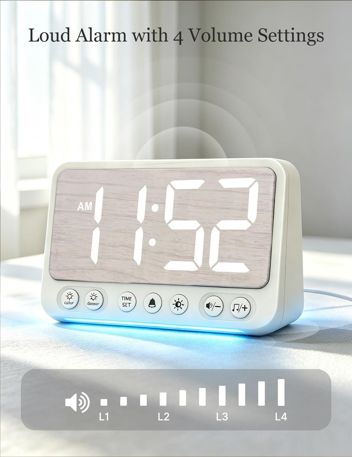 Topski Alarm Clocks for Bedroom, Digital Bedside Clock with Night Light