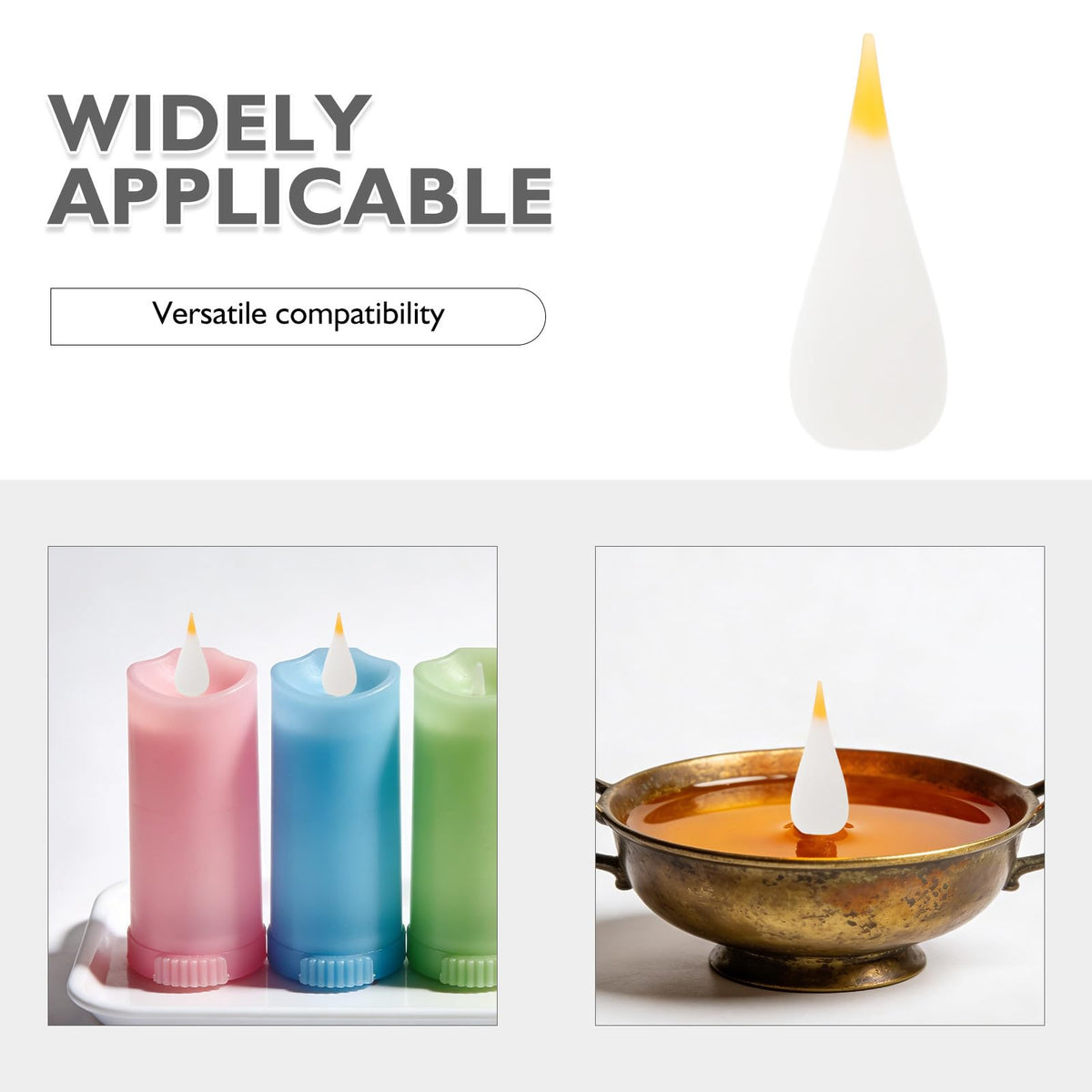 10pcs Silicone Flame Tip Candle Shade White Flameless LED Replacement