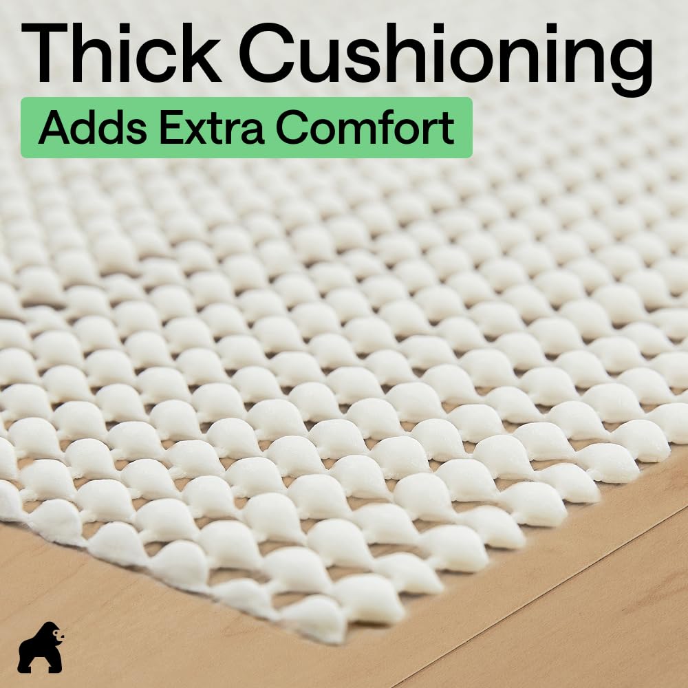 GORILLA GRIP® Slip Resistant Rug Gripper Pads for Hardwood Floor, Cream