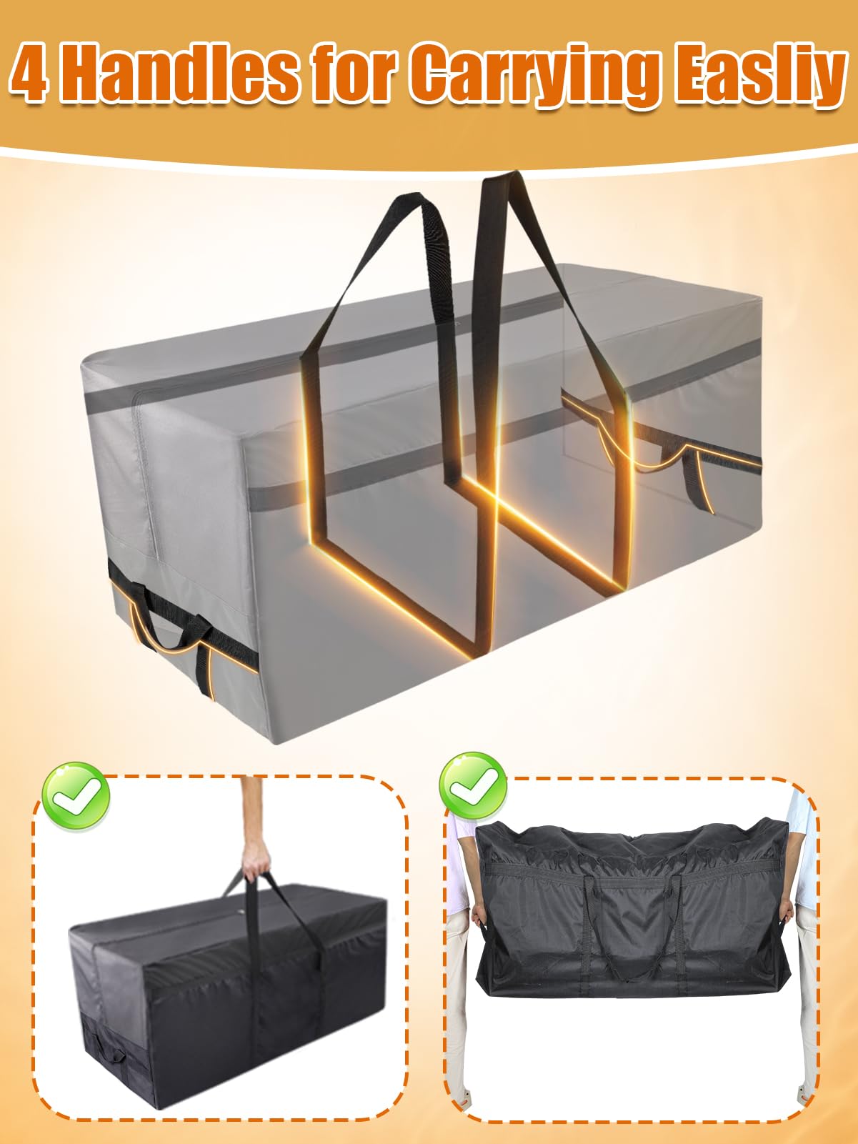 140 Gallon Extra Large Storage Bags - 600D Oxford Heavy-duty Outdoor Storage with 4 Carrying Handles, 56''x24''x24''