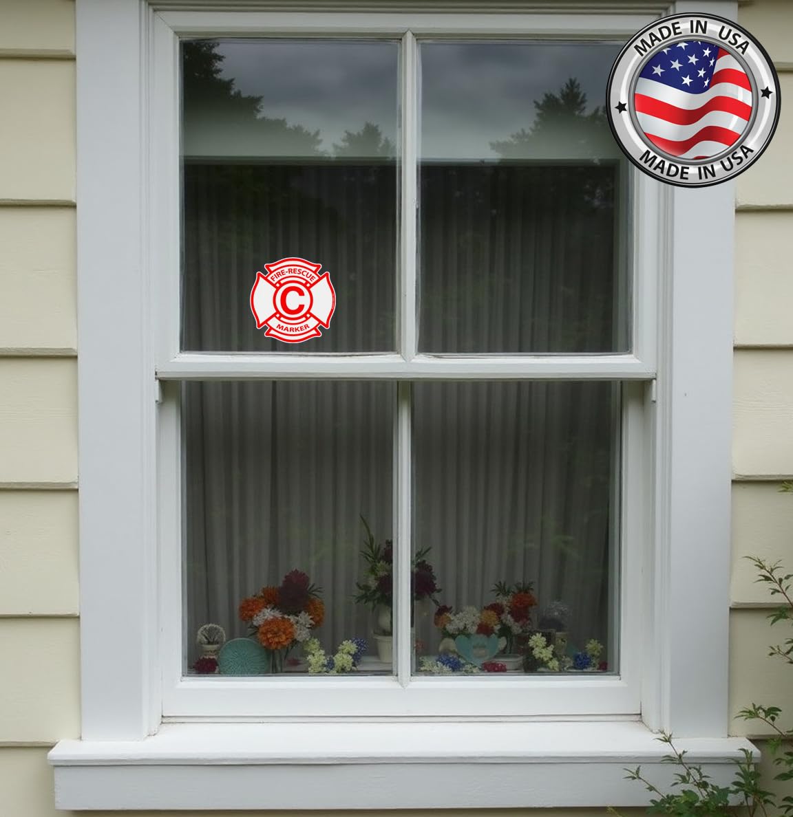 Psyfer® Fire Rescue Marker (C) Child Room Alert Stickers (Fade-Free) 2 Pack [Made in USA]