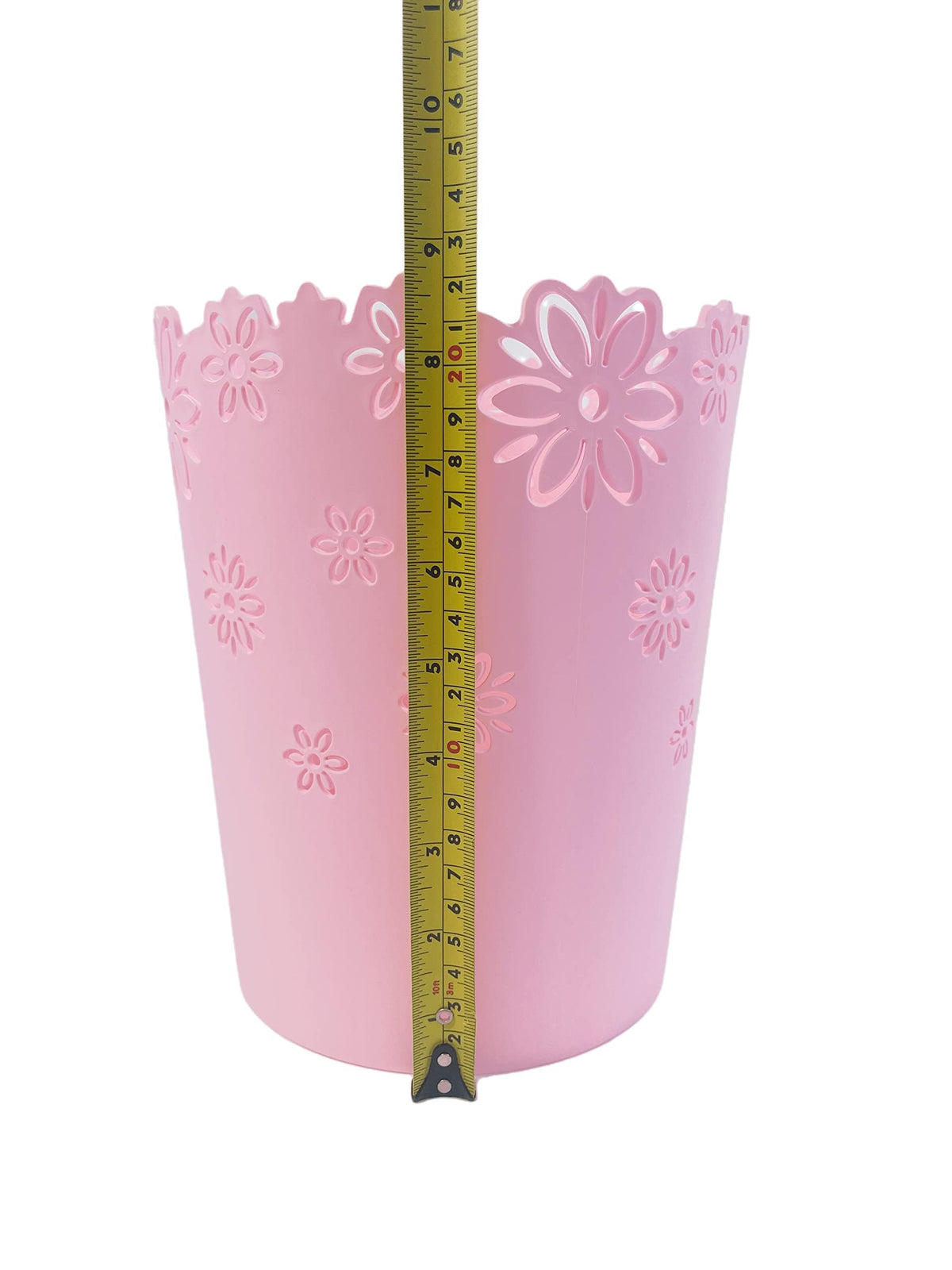 VIUJUH Hollow Flower Plastic Wastebasket Trash Can for Home (Pink, Medium)