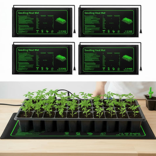 4 Pack Seedling Heat Mat for Plants Seed Starting, Waterproof 10"x 20" Warming Mat Plant Heating Pad for Seed Germination, Indoor Growing, Hydroponic, Greenhouse