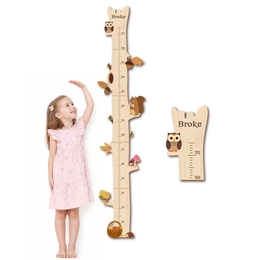 Personalized Name Wood Growth Chart for Wall, Height Chart for Kids Style 9