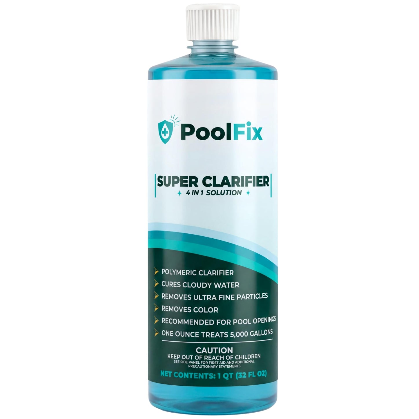 PoolFix 4-in-1 Pool & Spa Water Clarifier | Natural Eco-Friendly Water Treatment for Crystal Clear, Fresh & Balanced Pool & Spa Water | Made in USA (32oz)