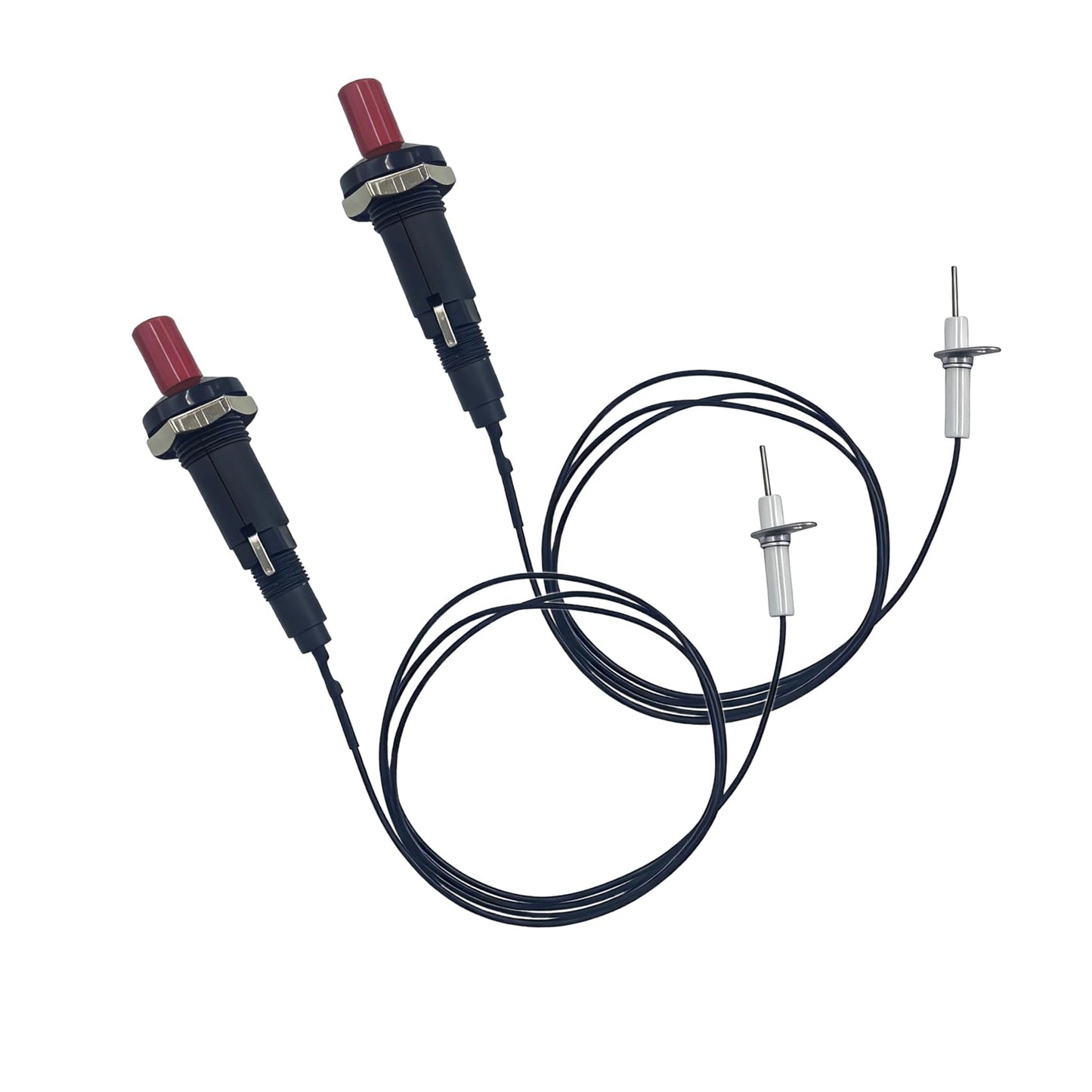 2 Set Propane Push Button Piezo Igniter, Spark Ignition Kit with Threaded Ceramic Electrode for Gas Fireplace Fire Pit Oven Heater Grill Stove Kitchen, Replacement Igniter