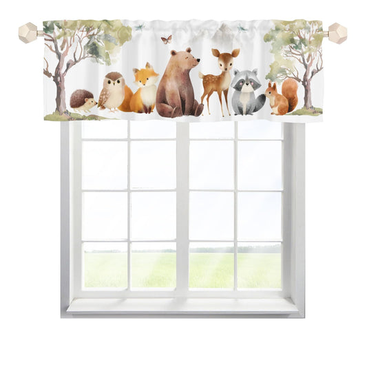 HawSkgFub Baby Boy Girl Animals Nursery Curtains Valance 54 x 18, Unisex Bear Fox Deer Bunny Short Half Topper Window Treatments Rod Pocket, Kids Toddler Bedroom Playroom Home Kitchen Decor