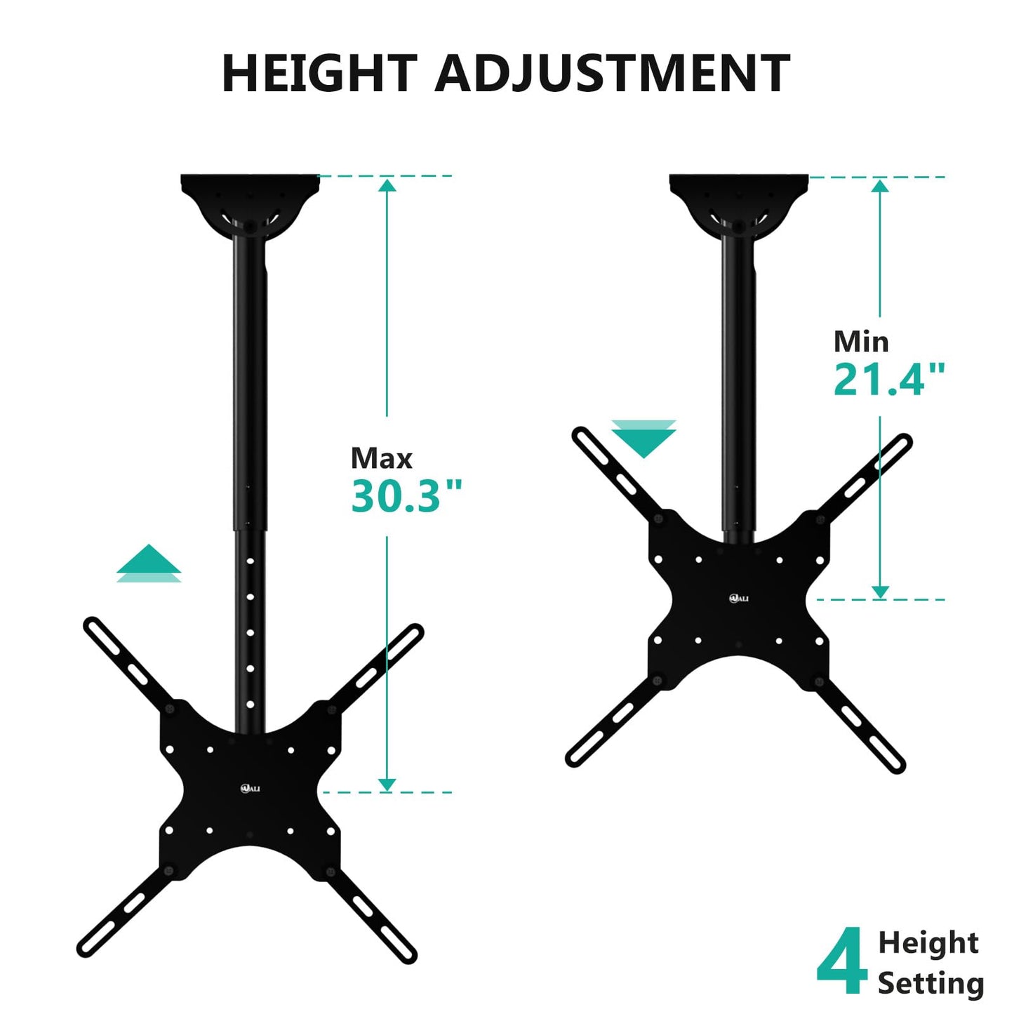 WALI Ceiling TV Mount for 26-65 Inch LCD LED OLED 4K TVs, Hanging Pole Ceiling Mount TV Bracket Up Down, TV Ceiling Mounts for Gym Patio Gazebo, up to 110 lbs, Max VESA 400x400mm (CM2665), Black