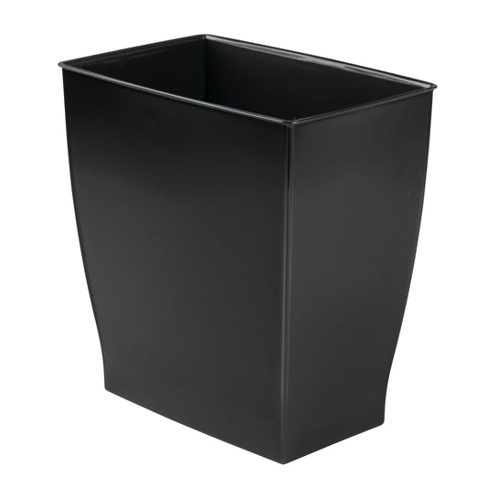 iDesign Small Plastic Bathroom Trash Can, Black