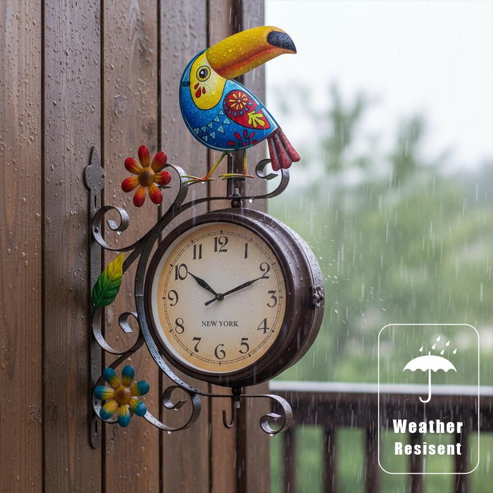 HOBYLUBY Vintage Indoor Outdoor Clock，Double Sided Wall Clock