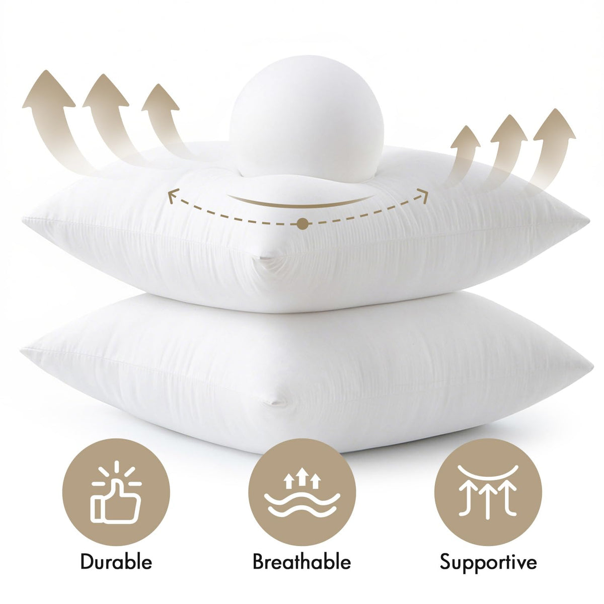 MIULEE 18x18 Pillow Inserts 4 Pack, 100% Virgin Fiber Filling Throw Pillows