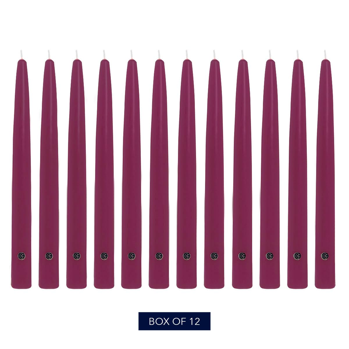 Colonial Candle Unscented Taper Candle, Handipt Collection, Mulberry, 10 in, Pack of 12 - Up to 8 Hours Burn
