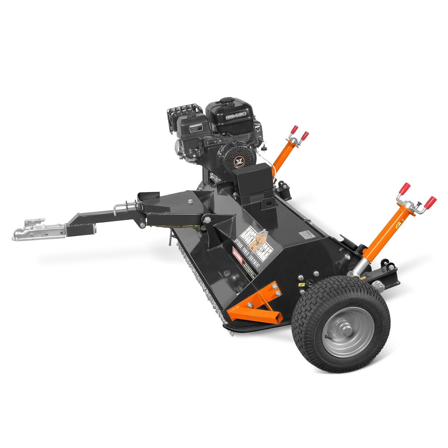 MechMaxx 48 inch Working Width Tow-Behind ATV Offset Flail Mower, ZONSEN 459cc 15HP Electric Start Gasoline Engine, 0.4in-2.5in Cutting Height,28pcs Hammers,Model ATV120