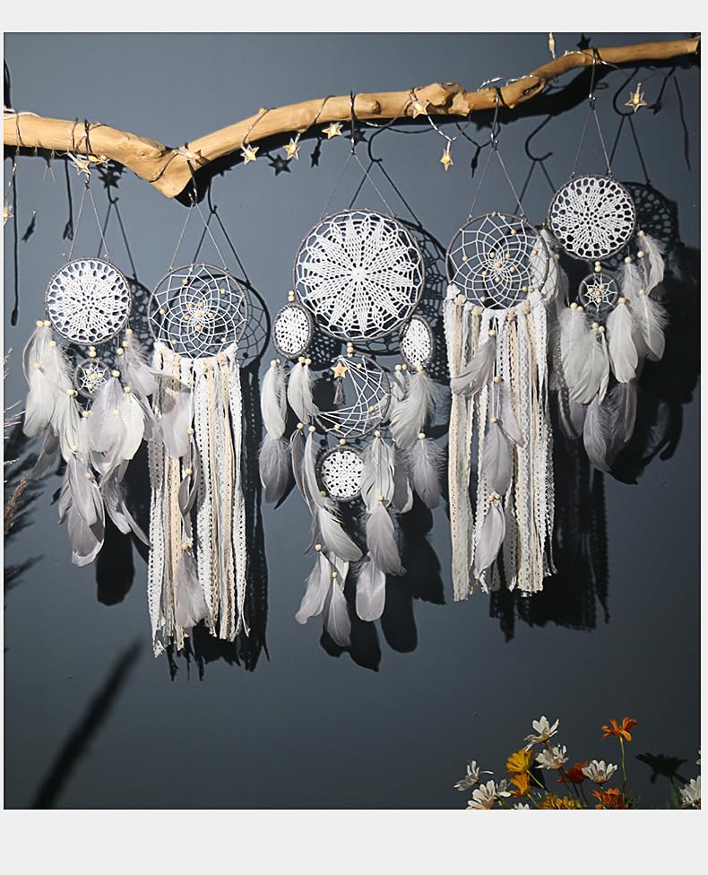 5 Pack Bohemian Ornaments,Dreamcatcher Gift Boho Native American Decor, Handmade Dreamcatcher for Girls, Boys, Adults, Kids Room,Witchy Gifts (Camel)
