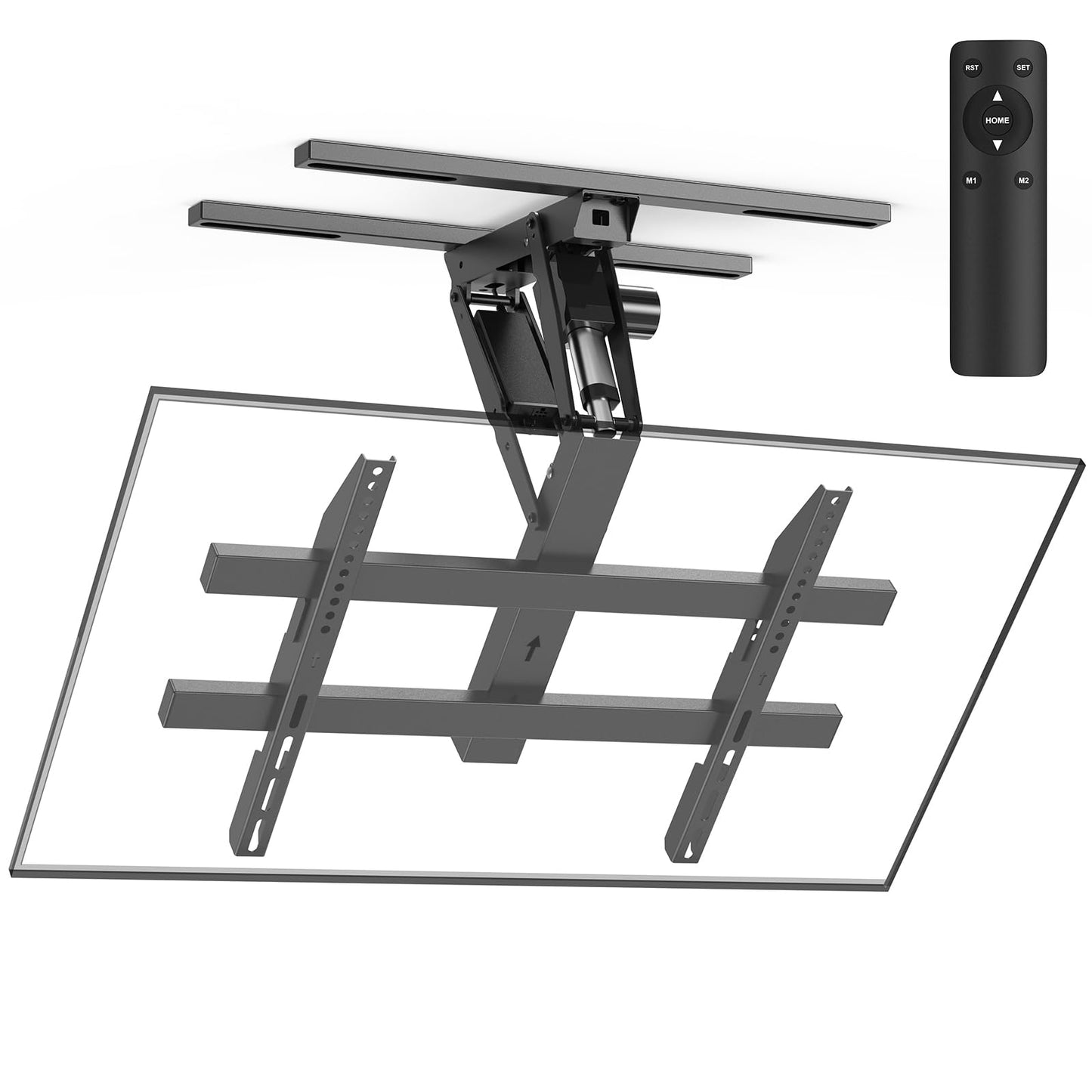 Zontera Electric Ceiling TV Mount with Remote, Motorized Tv Mount Flip Down for 32-70 inch Flat and Curved Screen TVs up to 110 lbs, Fits Flat & Pitched Ceilings, Max VESA 600x400, Black
