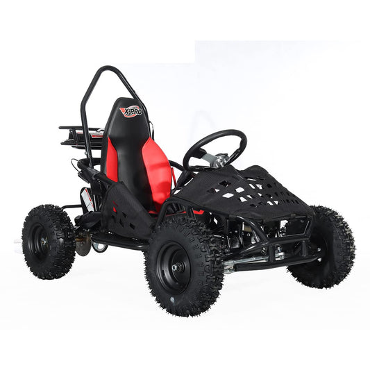 X-PRO Rover 50 Go Kart Gas Powered Pull Start Go Cart Rear Disc Brake with 6" Wheels (Black)
