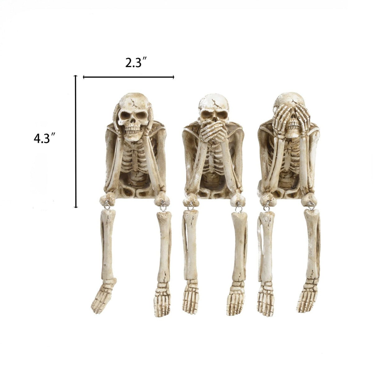 Newman House Studio Skeleton Halloween Decorations Indoor - No Evil Statues