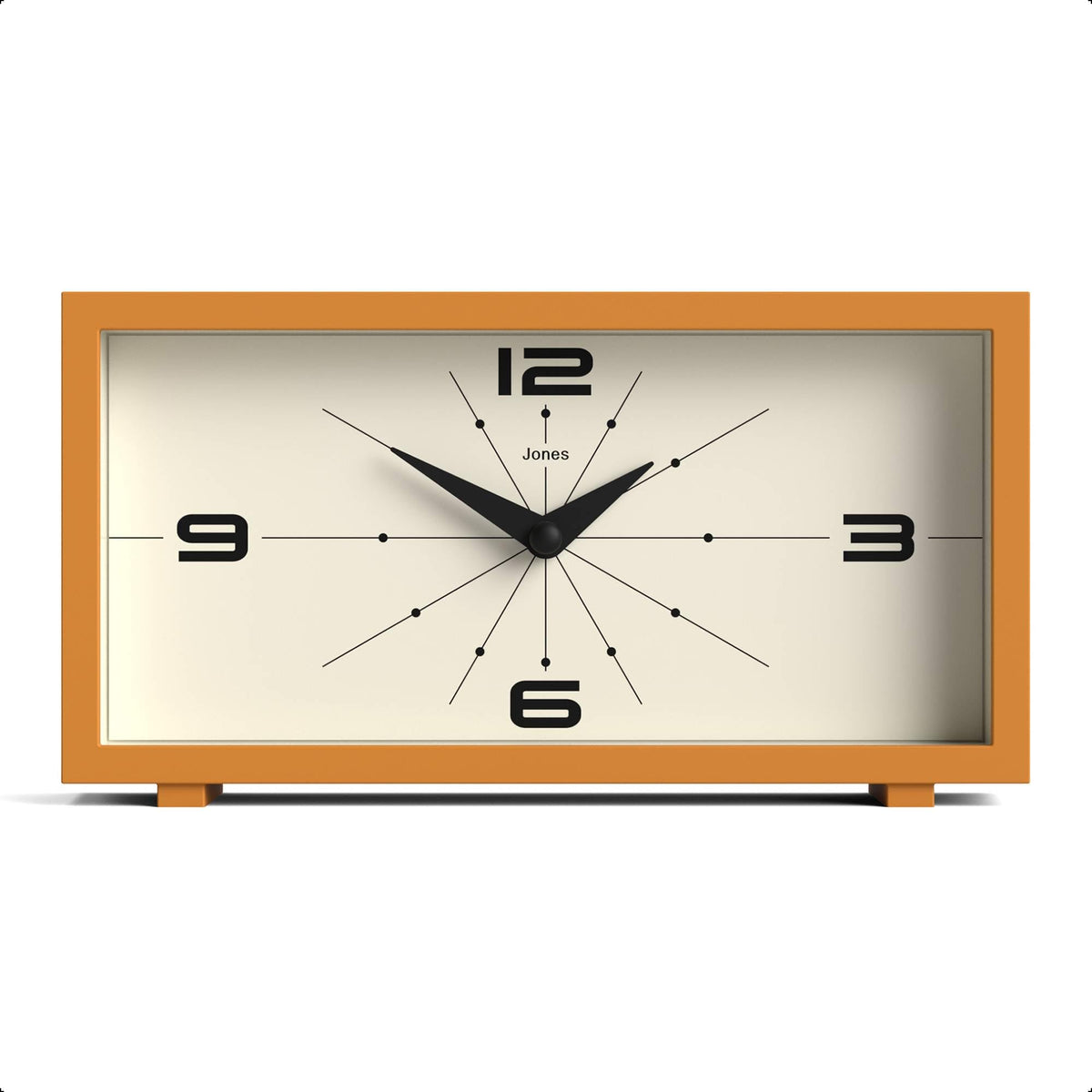 JONES CLOCKS® Odeon Desk Clock | Modern Rectangular Design | Mustard Yellow