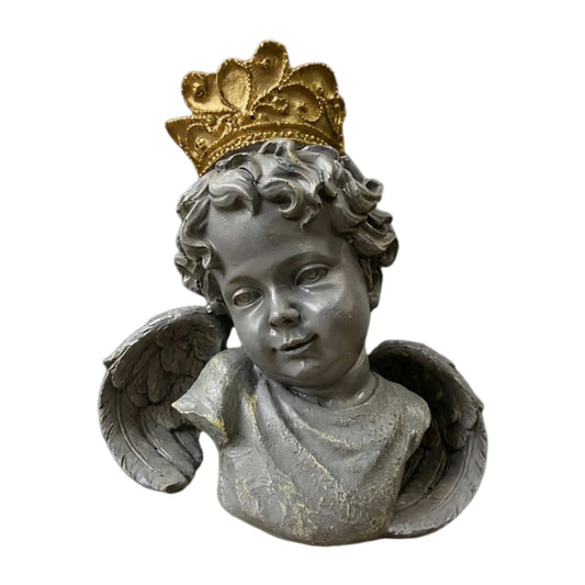 Sisyeuo Decorative Resin Head Statue Figurine with Intricate Crowns Suitable for Garden and Interiors Elegant Spaces Resin Bust Statue