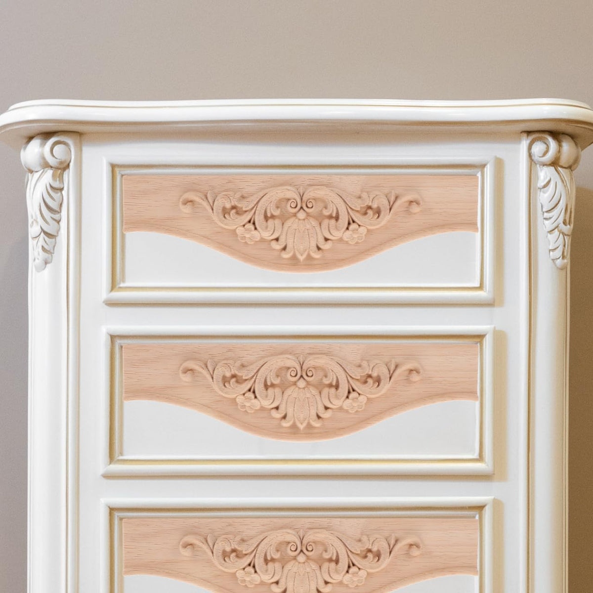 IMIKEYA Wood Applique Onlay Pediment European Style Carved Embossed Furniture Decoration for Wine Cabinets Wardrobes Doors Mirrors Windows 11.41 X 3.14 X 0.78 in