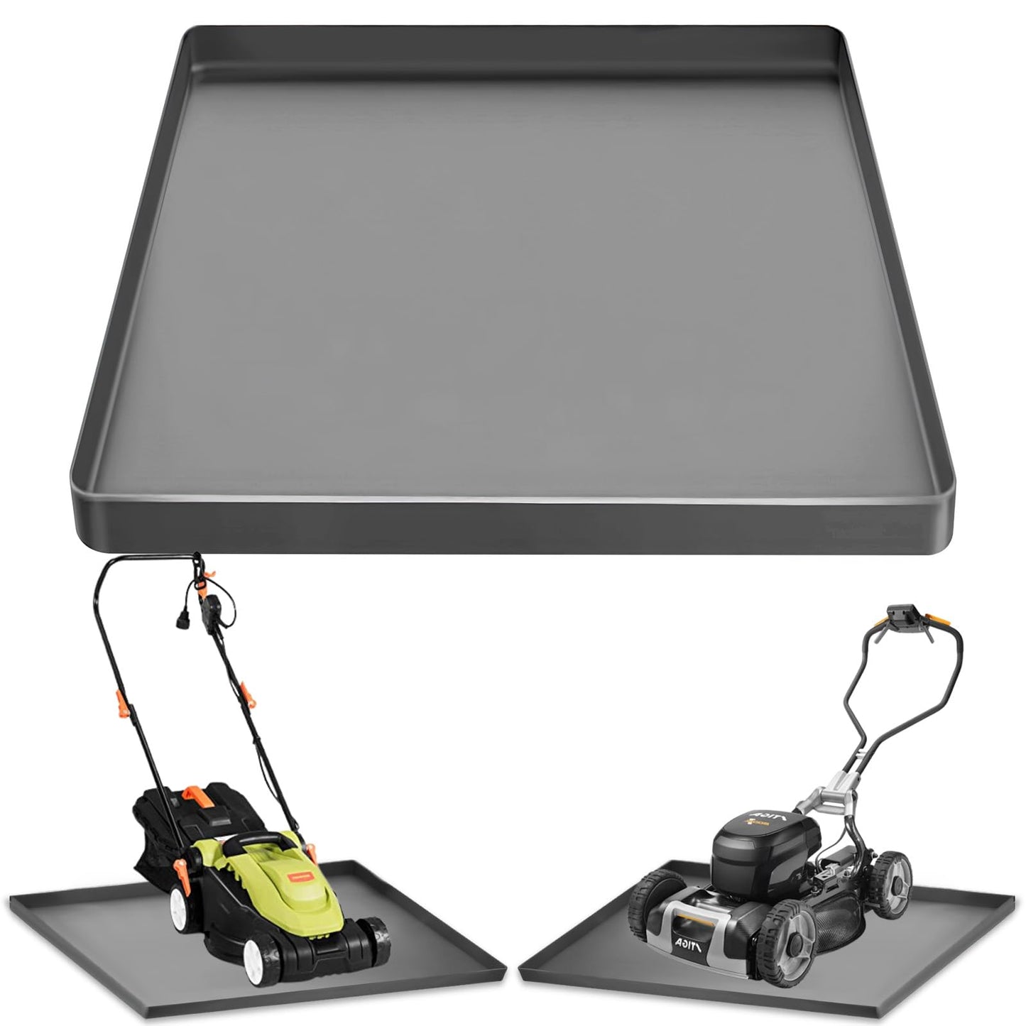 HFYZZ Snow Blower Mat, 27''x27'' Silicone Snowblower Drip Pan with Raised Edge for Garage, Electric Snow Shovel Mat Garage Oil Spill Protector Pad, Non-Slip No Splatter, Grey