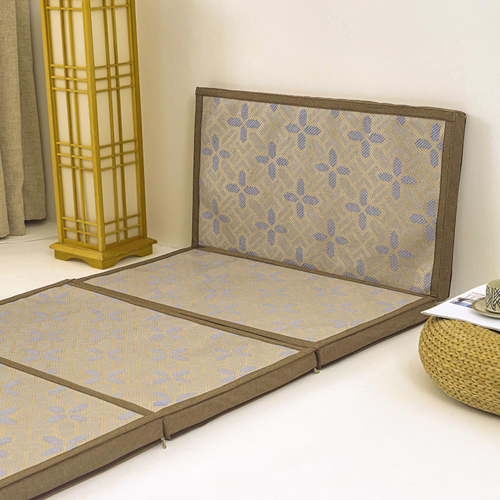 Lyfreen Quad-Fold Memory Foam Mattress 1.97" Thick with Removable Cover, Portable Floor Mat Foldable Mattress for Travel & Guests, 75"x25"x1.97" Small Single Bed Topper (Blue)