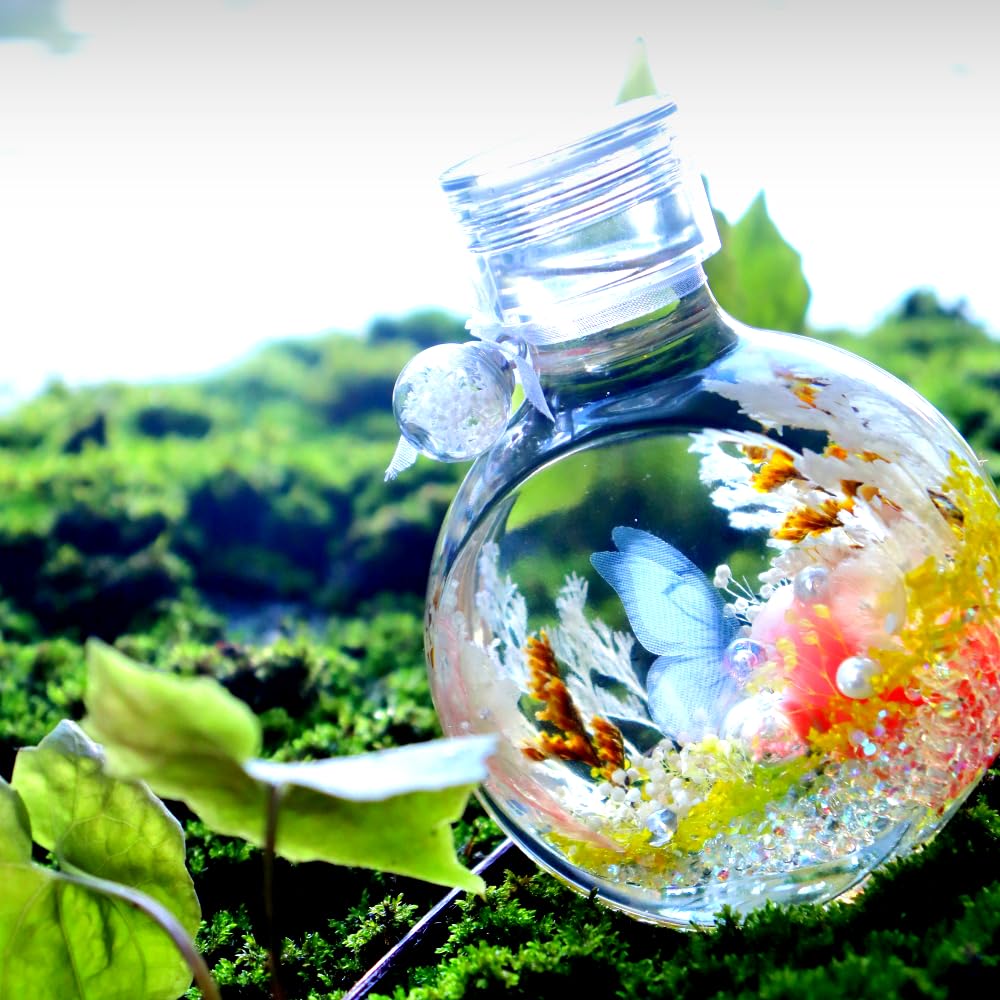 MAPSI Preserved Flowers in Glass Bottle, Handcrafted Floral Decor