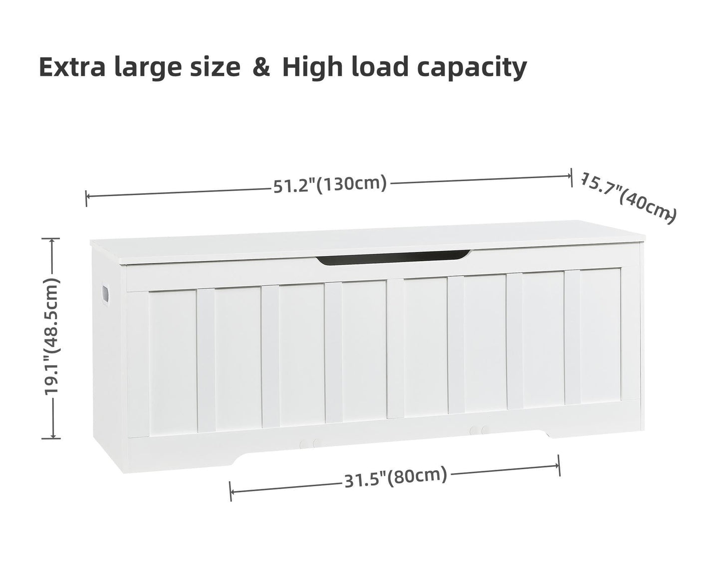 VANKILEY 51.2" Storage Chest Extra Large,Wooden Storage Bench,White