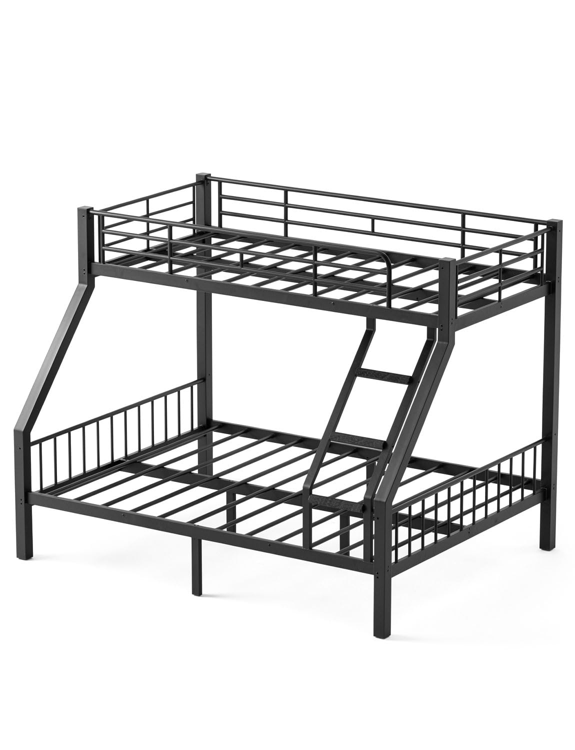 Twin XL Over Queen Bunk Bed, Heavy Duty 600lbs Bed Frame, Safety Guardrails