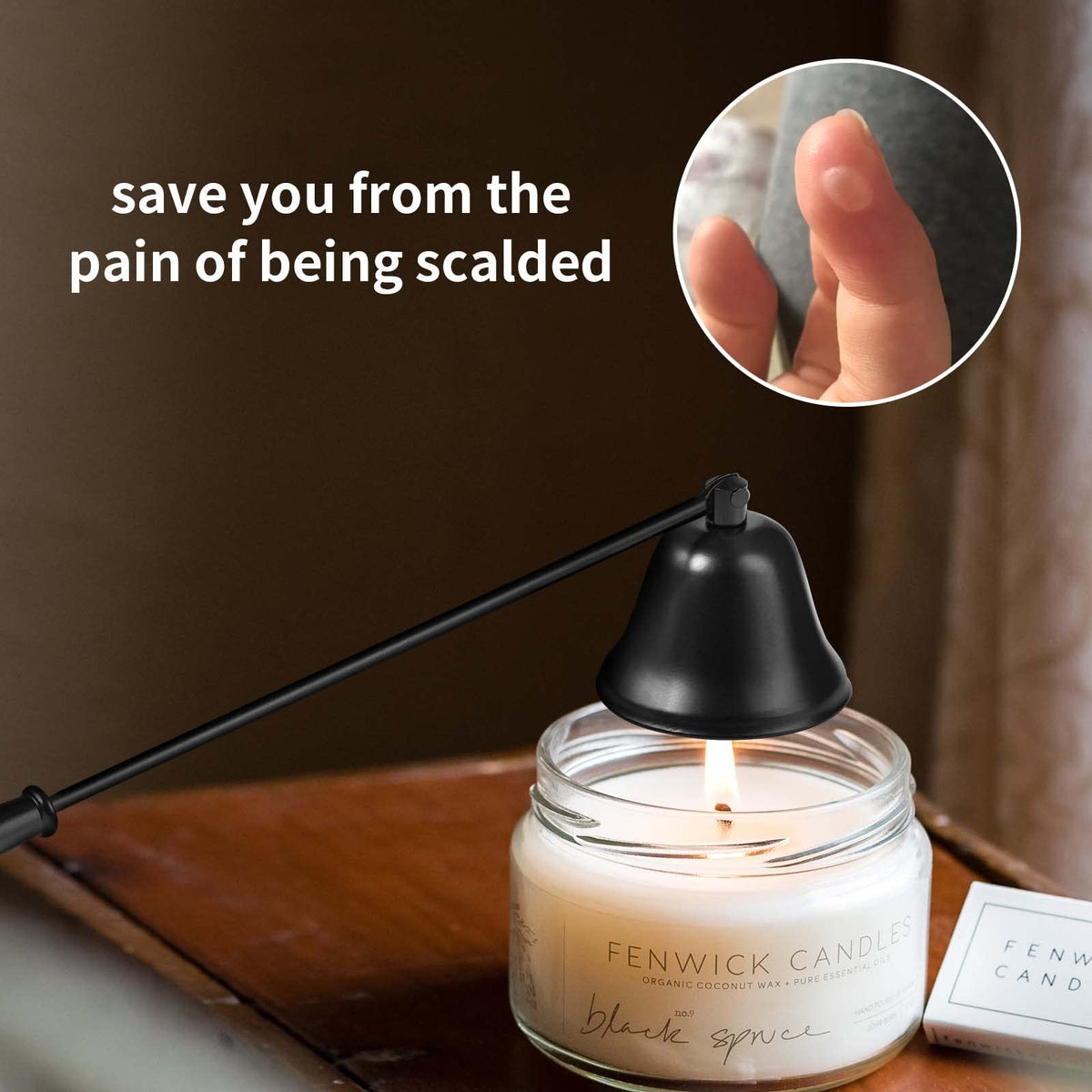 Kirecoo Black Long Handle Stainless Steel Candle Snuffer