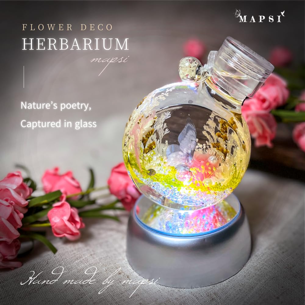 MAPSI Preserved Flowers in Glass Bottle, Handcrafted Floral Decor