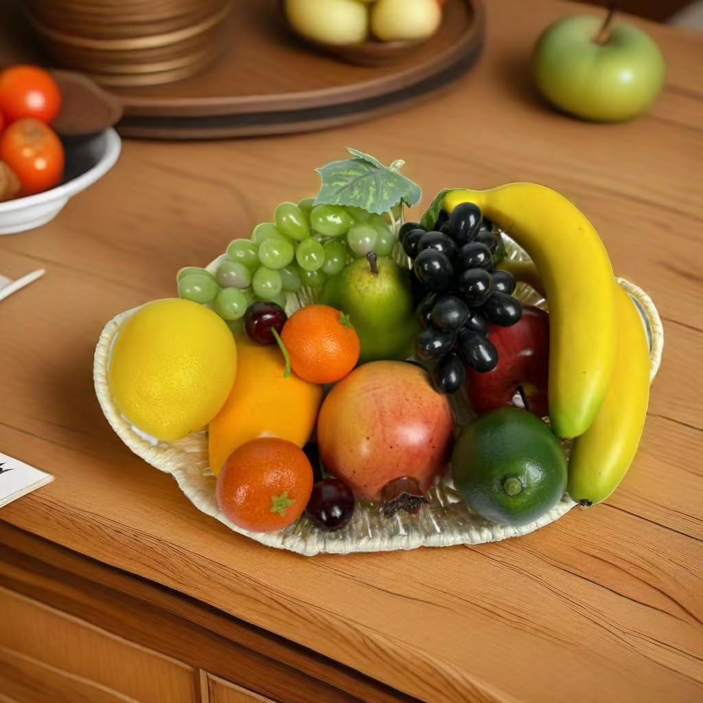 17pcs Artificial Mixture Fruits,Simulation Fruit Props for Photography Display, Lifelike Realistic Fake Fruits Home Decor Craft Fruit Set Fake Grapes Fake Banana